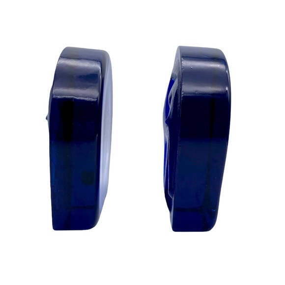 Pair of vintage Blenko cobalt blue glass elephant bookends - Picture 2 of 11